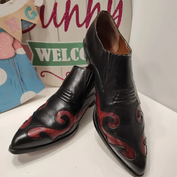 Vintage EUC 80'S NINE WEST Aviva Leather Cowgirl Slip On Ankle Booties, 🖤, 7.5 - Picture 6 of 16